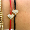 Drawstring Bracelet with Gold CZ Heart