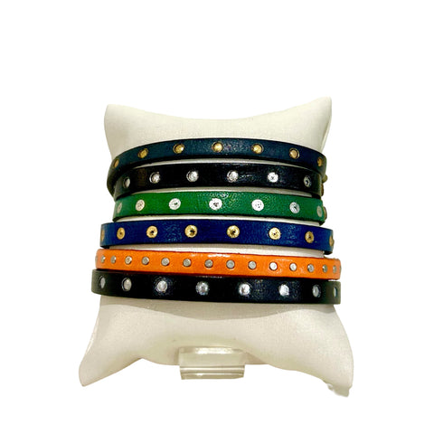 Italian Leather Studded Bracelets