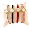 Enamel Inlay Clover Station Bangle Bracelet