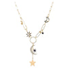 Star & Moon Celestial Charm Paperclip Necklace