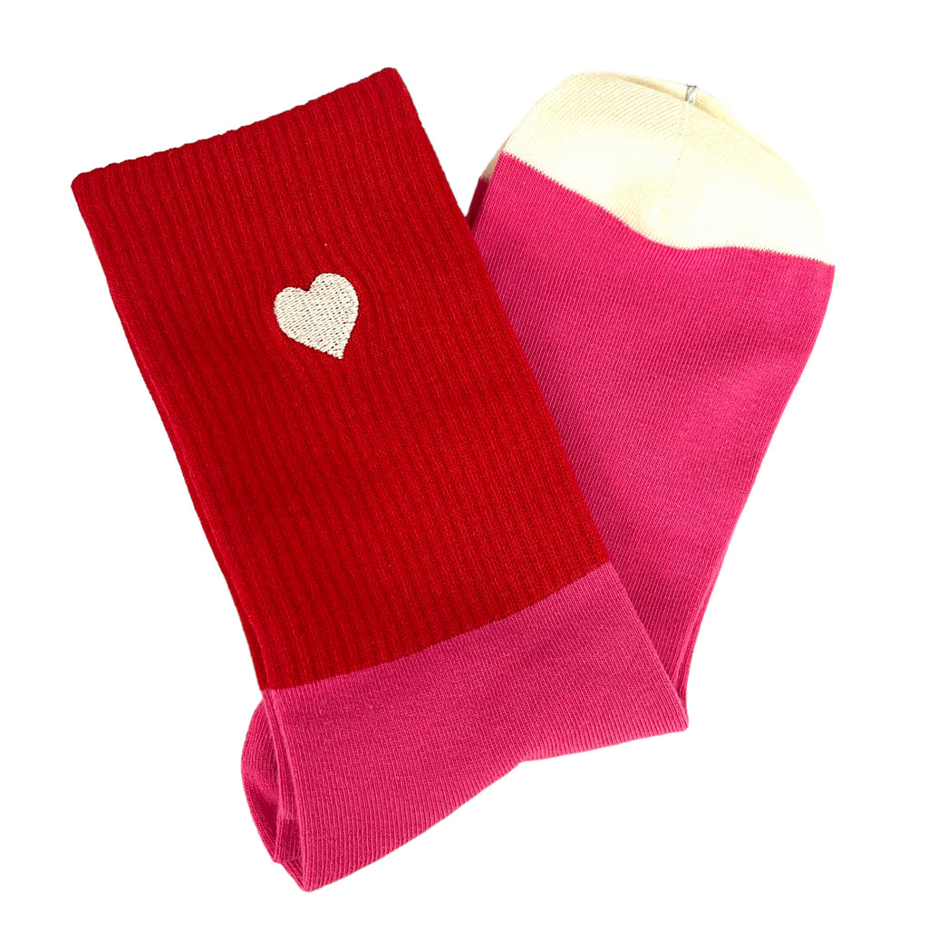 Super Fun Bright Heart Crew Socks