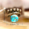 Turquoise And Pearl Three Layer Ring