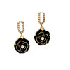 Enamel Flower And CZ Earrings