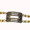 Vintage-Look Crystal Buckle With Contrasting  Chain