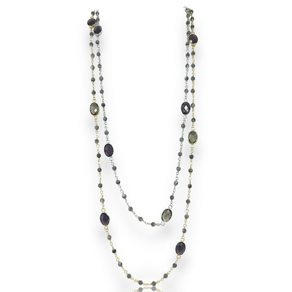 Long Stone & Crystal Necklace