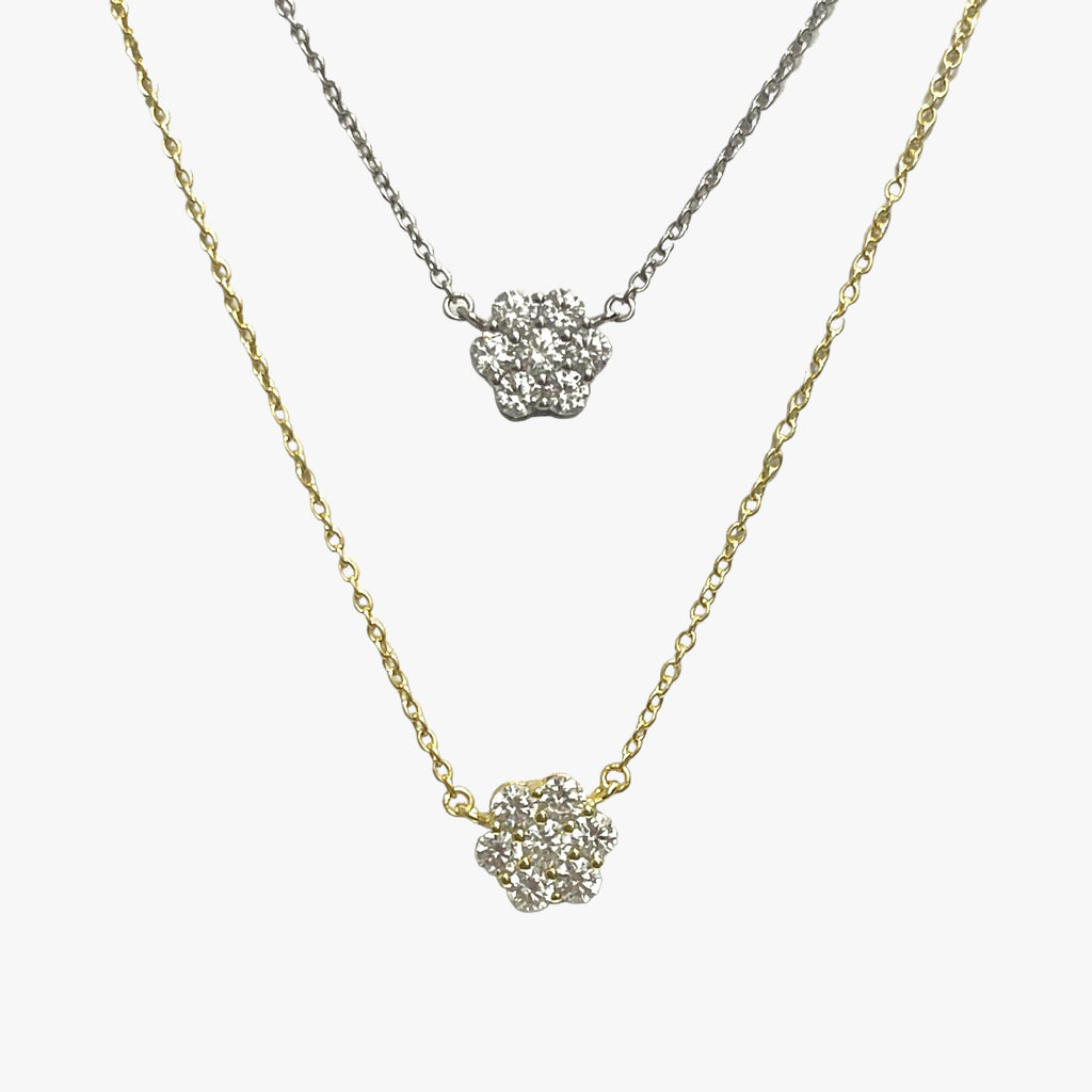 Sterling And CZ Single Flower Necklace