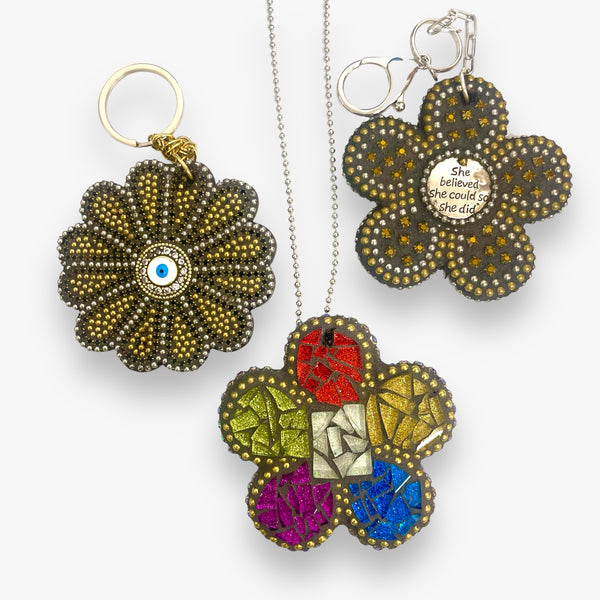 Large Flower Mosaic Key Chain/Pendant