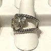 Silver CZ Shapes Braided Ring