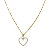 Tiny Gold Paperclip Chain With CZ Heart