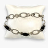 Black Bead Rope Chain With Etched Paperclip Bracelet