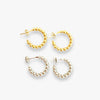 18K Gold Or Sterling Beaded Hoop Earrings