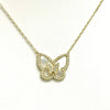 Double Mother of Pearl and CZ Butterfly Charm Necklace