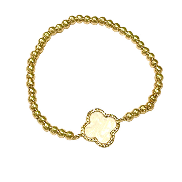 Gold Stretch Enamel Clover Bracelet