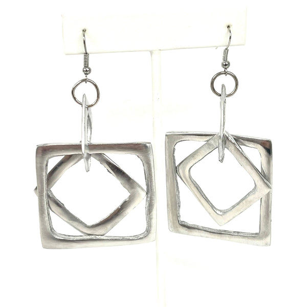 Double Square Hanging Earrings