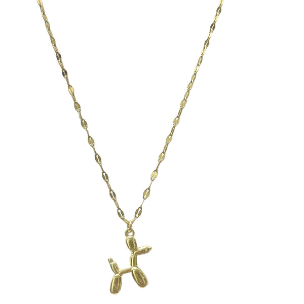 Gold Baloon Dog Charm Necklace