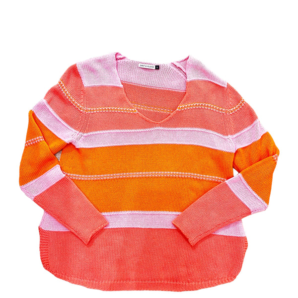 Zaket and Plover Striped V-Neck Sweater