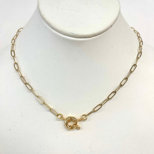 Gold Paperclip Necklace With Carabiner