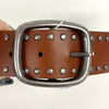 Leather Studded Belt With Oxidized Silver Buckle