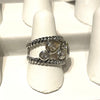 Silver CZ Shapes Braided Ring