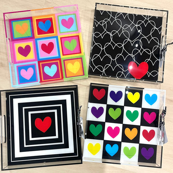 Colorful Acrylic Heart Trays