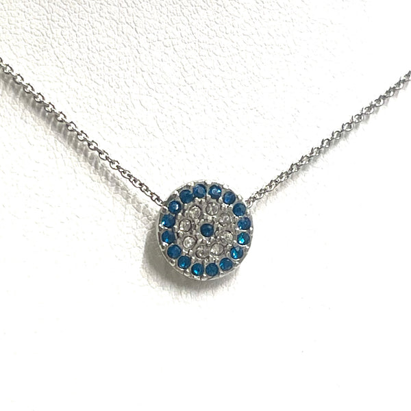 Sterling Silver CZ Evil Eye Necklace