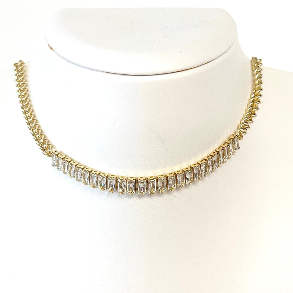 Garcelle CZ And Curb Chain Choker/Necklace