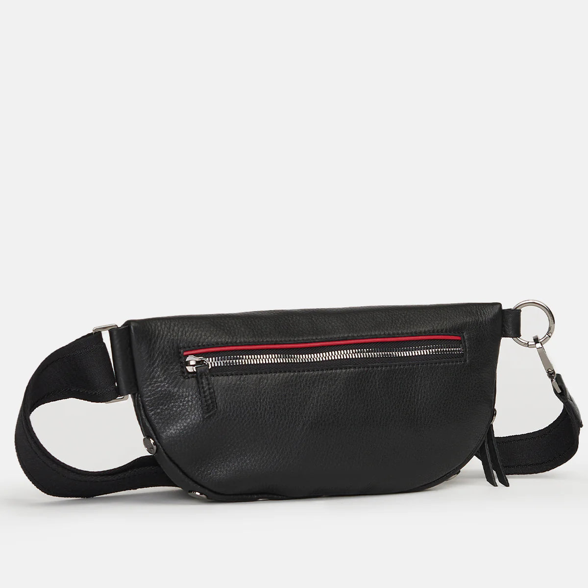 Ili Leather Front Pocket Crossbody Bag - Black