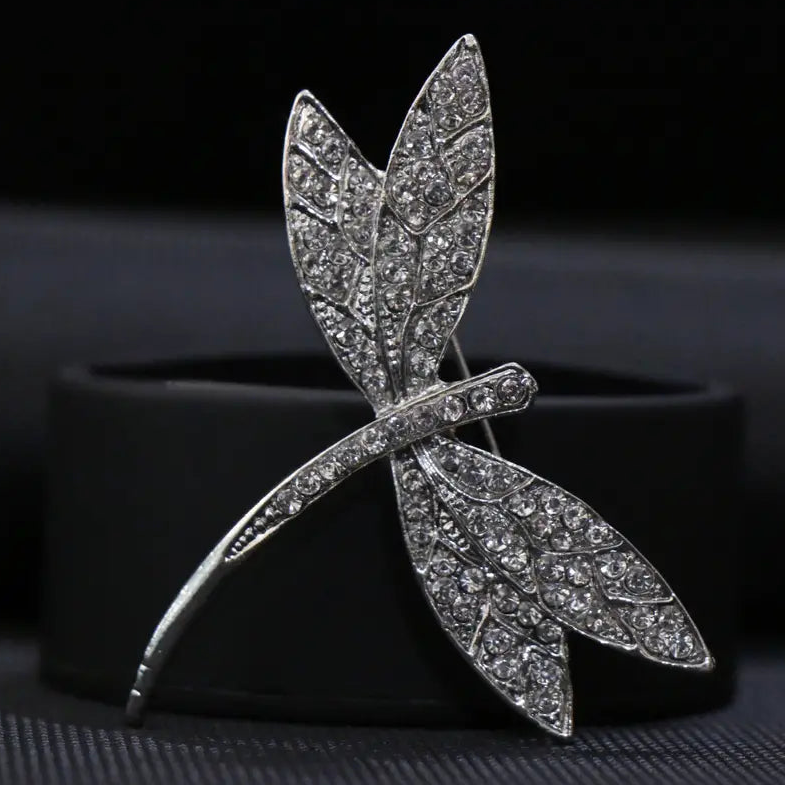 Silver CZ Dragonfly Pin