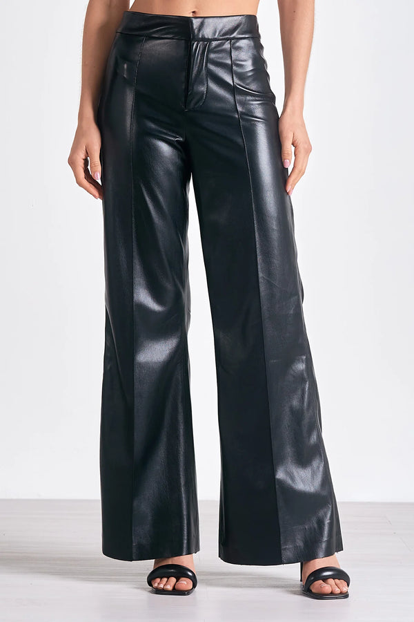 Vegan Leather High Waist Flare Leg Pant