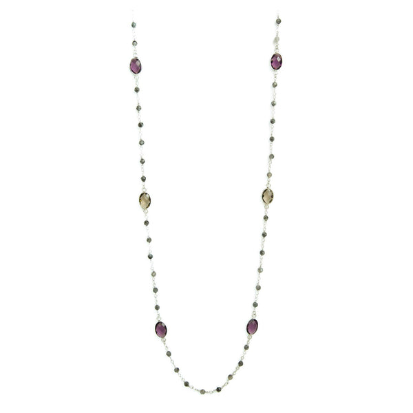 Long Stone & Crystal Necklace