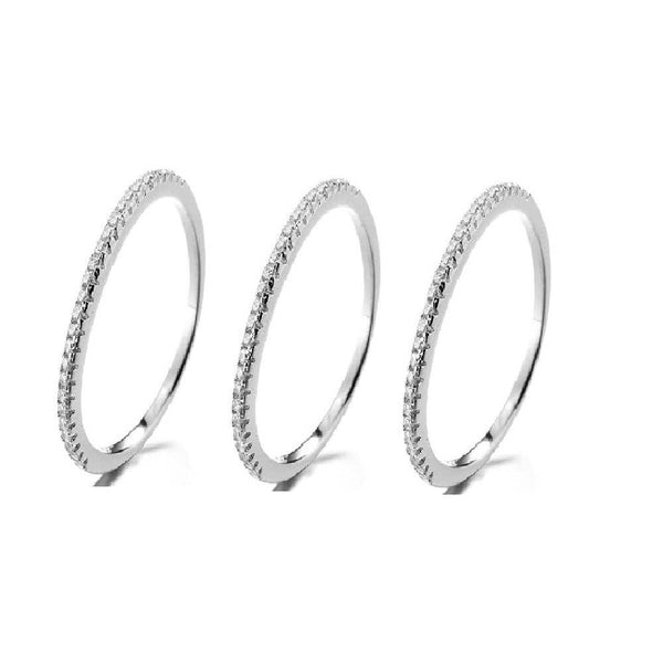 Amy and Annette - Sterling Silver Set of 3 Stacking Ring With crystals from Swarovski