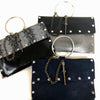 Leather Studded Horizontal Bangle Wristlet with Pik Closure