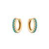 Turquoise Stone Huggies Hoops (10 mm)