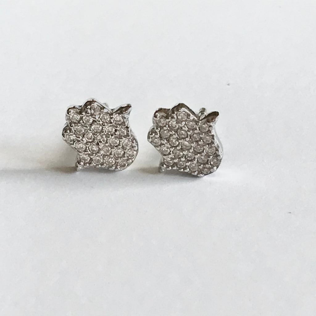 Mini Pave CZ Hamsa Post Earrings