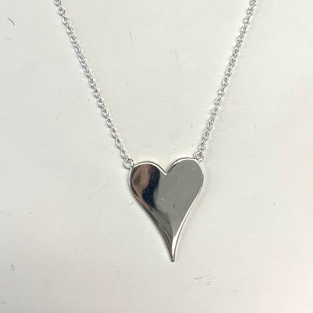 Sterling Or Gold Elongated Heart Necklace