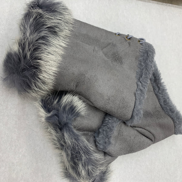 Fur/Suede Fingerless Gloves