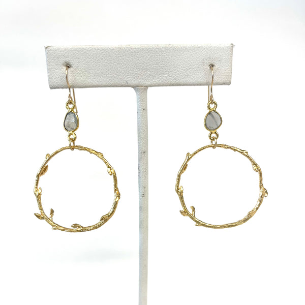 Fern Circle & Labradorite Earrings