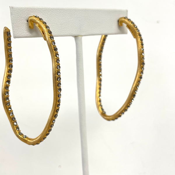 Oval Squiggle Crystal Hoop Earrings