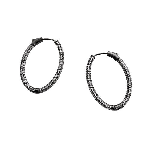 Pave Oval Hoop Earings