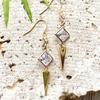 Diamond Shaped Crystal With Gold Triangle Dangle Earrings