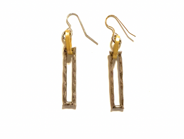 Hammered Rectangle Paperclip Drop Earrings