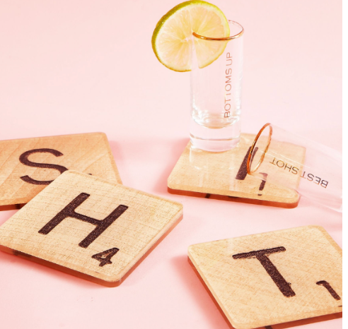 Set Of Four Scrable Letter Coasters