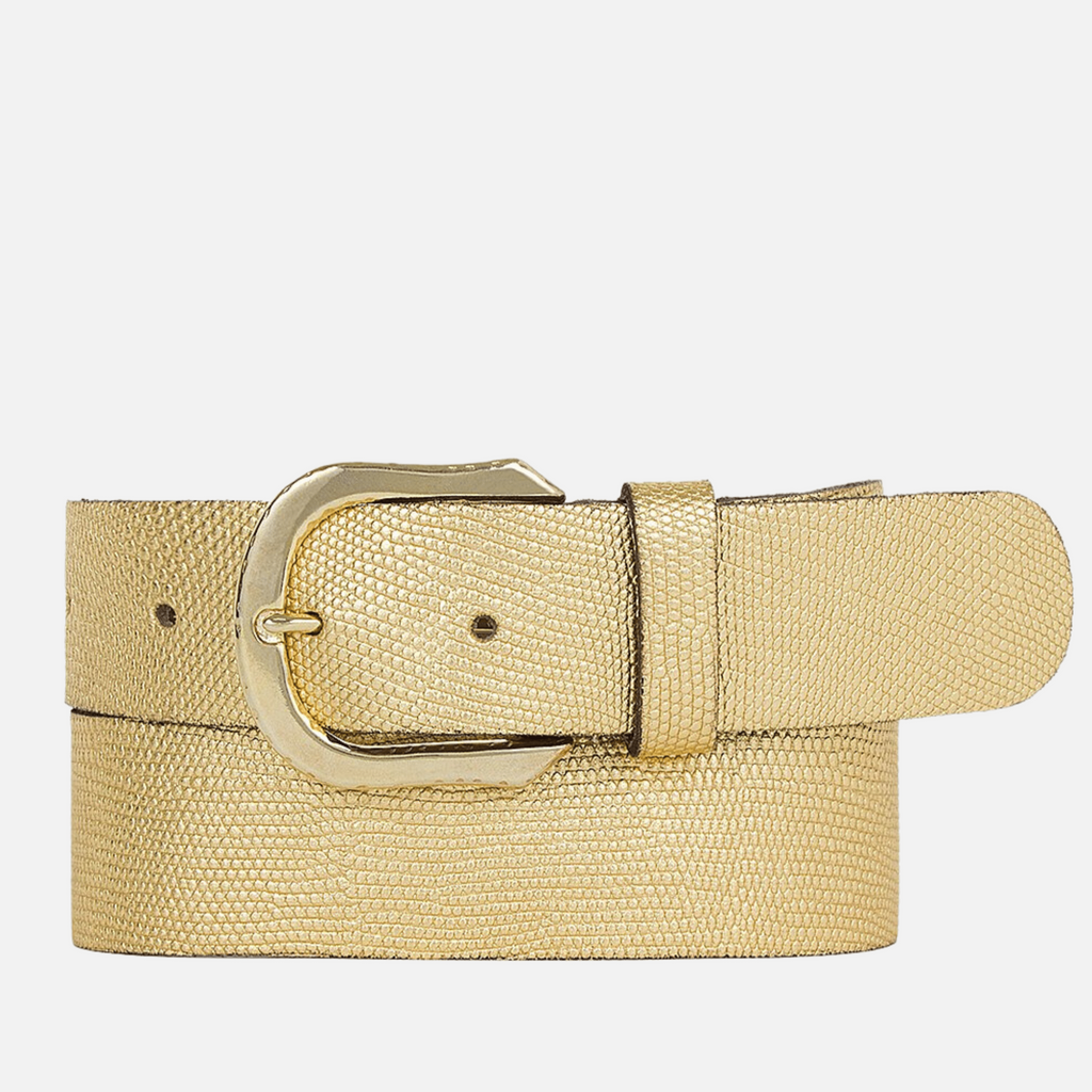 Amsterdam Heritage Metallic Iguana Textured Leather Belts