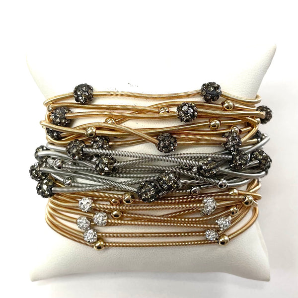 Piano Wire Stretch Bracelet Set With Beads