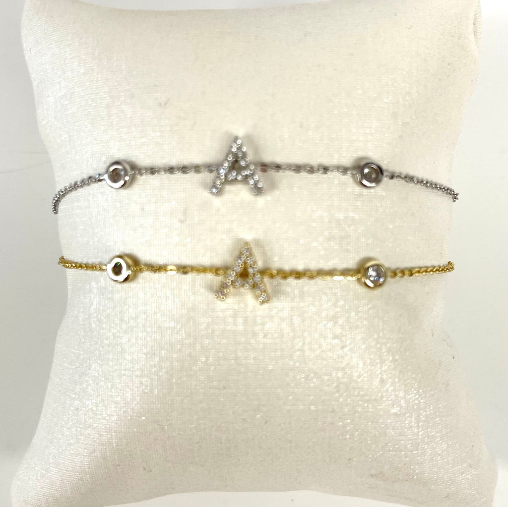 Delicate Initial Bezel Bracelet