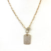 Gold Rectangular CZ Dog Tag Pendant