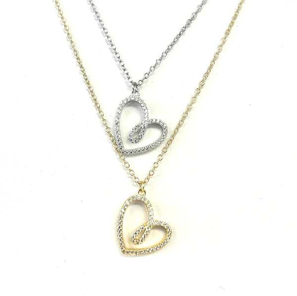 Organic CZ Heart Necklace