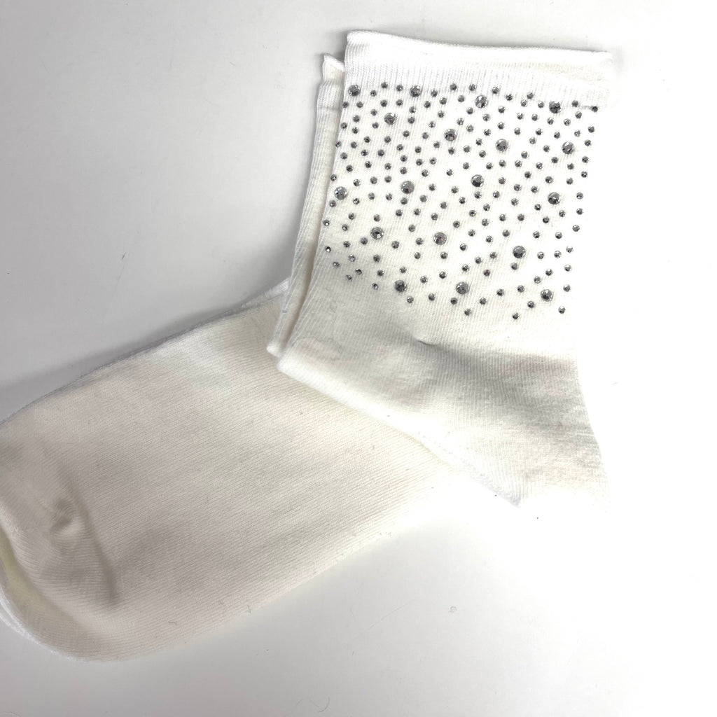 Cotton Decorative Rhinestone Socks