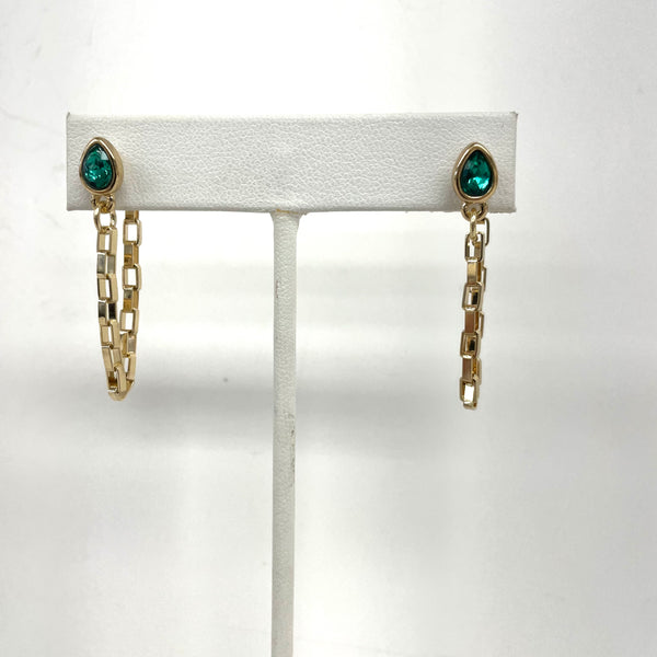 Teardrop Box Chain Drape Earrings