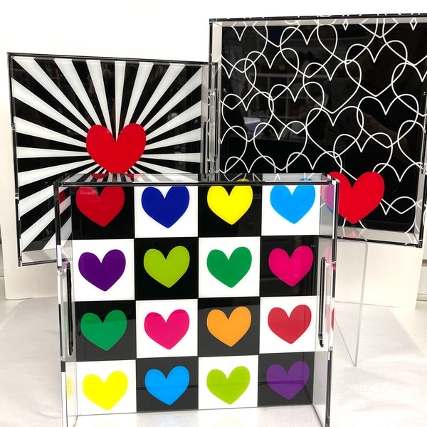 Colorful Acrylic Heart Trays